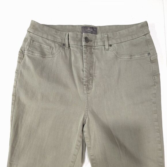 Slimming Sage Skinny Ankle Jeans 32x29 Olive Green Stretch Waist Boho Chic Urban - Picture 16 of 16